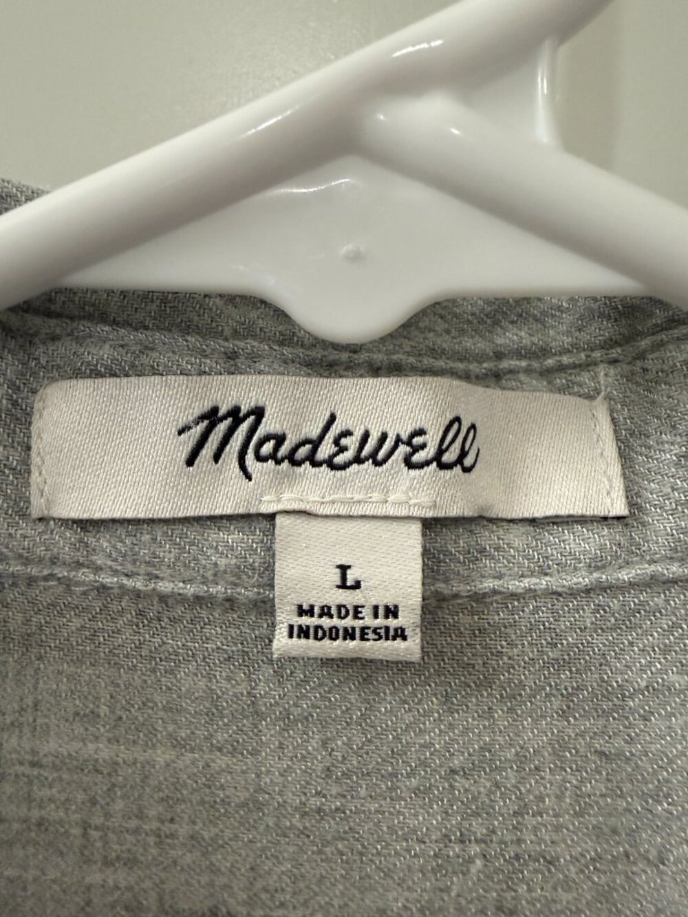 Madewell Heathered Flannel Dolman Button-Up Shirt - Size L - Grey (NWOT) - Picture 3 of 3